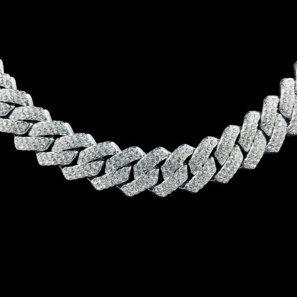 Iced Out Cuban Link Chain Necklace New In Package Bling Silver Hip Hop Jewelry - Picture 2 of 7